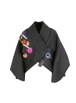 Black Kimono Jacket With Flowers
