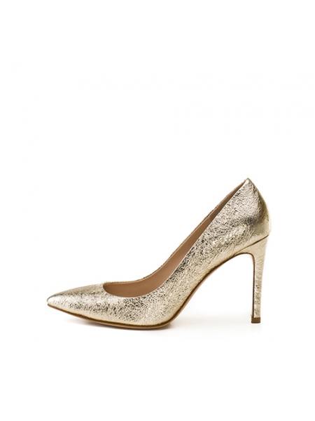 Natural Leather Golden Stilettos Alice