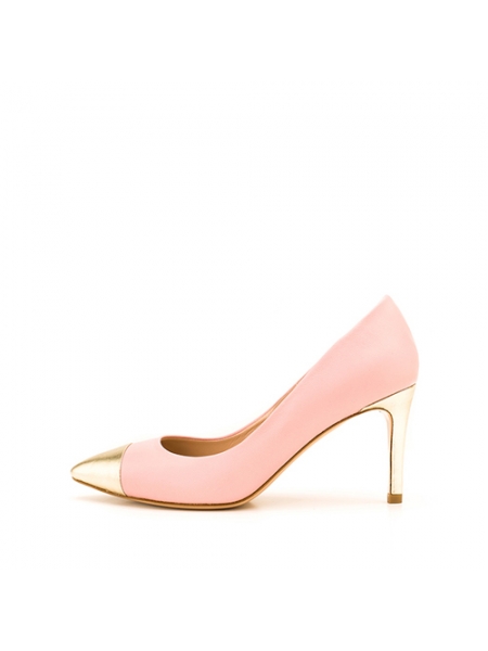 Powder Pink And Gold Stiletto Shoes 