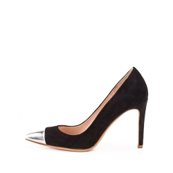 Black Stiletto Shoes With Silver Tip Ginissima