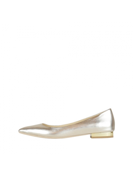 Silver Natural Leather Flats Ginissima