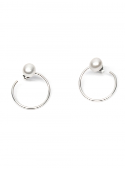 Minimalist Silver Pearl Earrings Gabriela Secarea