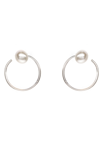 Minimalist Silver Pearl Earrings Gabriela Secarea