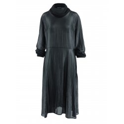 Black Midi Dress With Rolled Collar Larisa Dragna