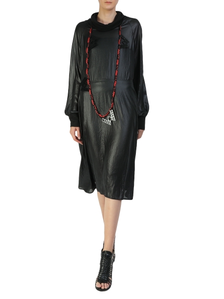 Black Midi Dress With Rolled Collar Larisa Dragna