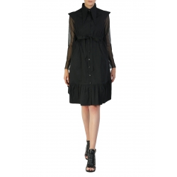 Black Midi Dress With Tulle Sleeves Larisa Dragna