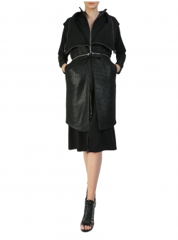 Jacheta neagra din lana cu guler supradimensionat Larisa Dragna